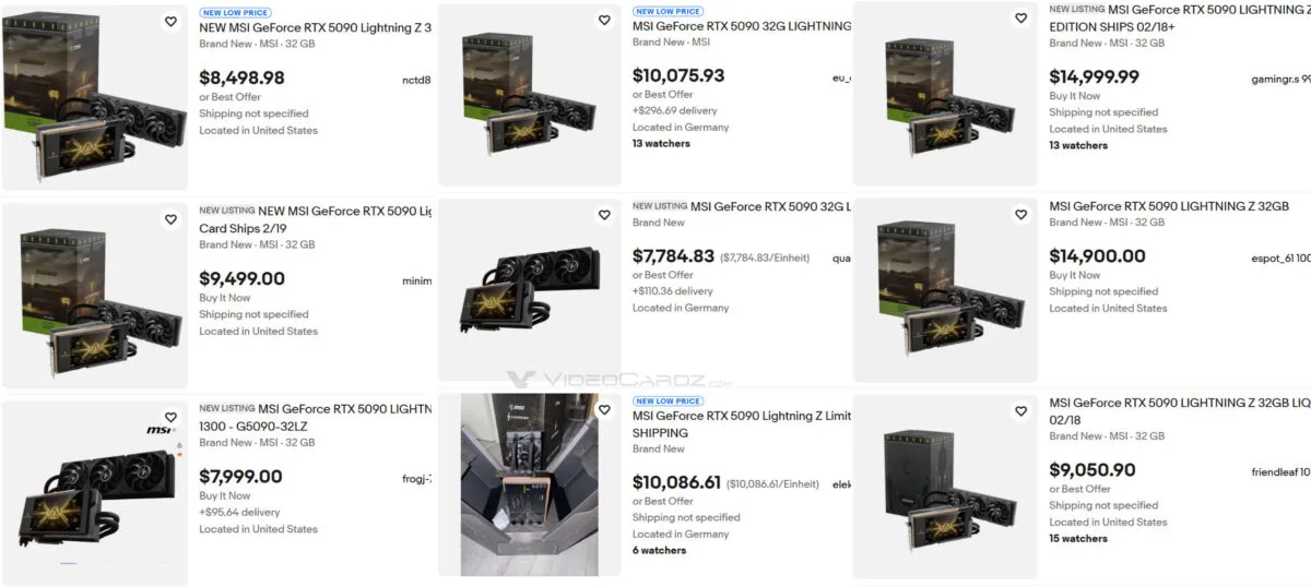 Limited-Edition MSI GeForce RTX 5090 Lightning Z Hits eBay with High Resale Prices