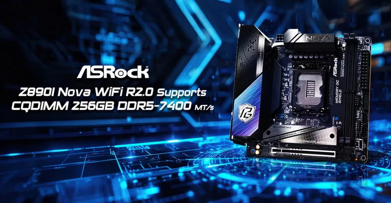 ASRock Z890I Nova WiFi R2.0 Mini-ITX Board Supports 256GB DDR5-7400 Memory via CQDIMM