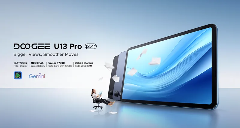 Doogee Unveils U13 Pro Tablet Featuring Large Display and Robust Battery