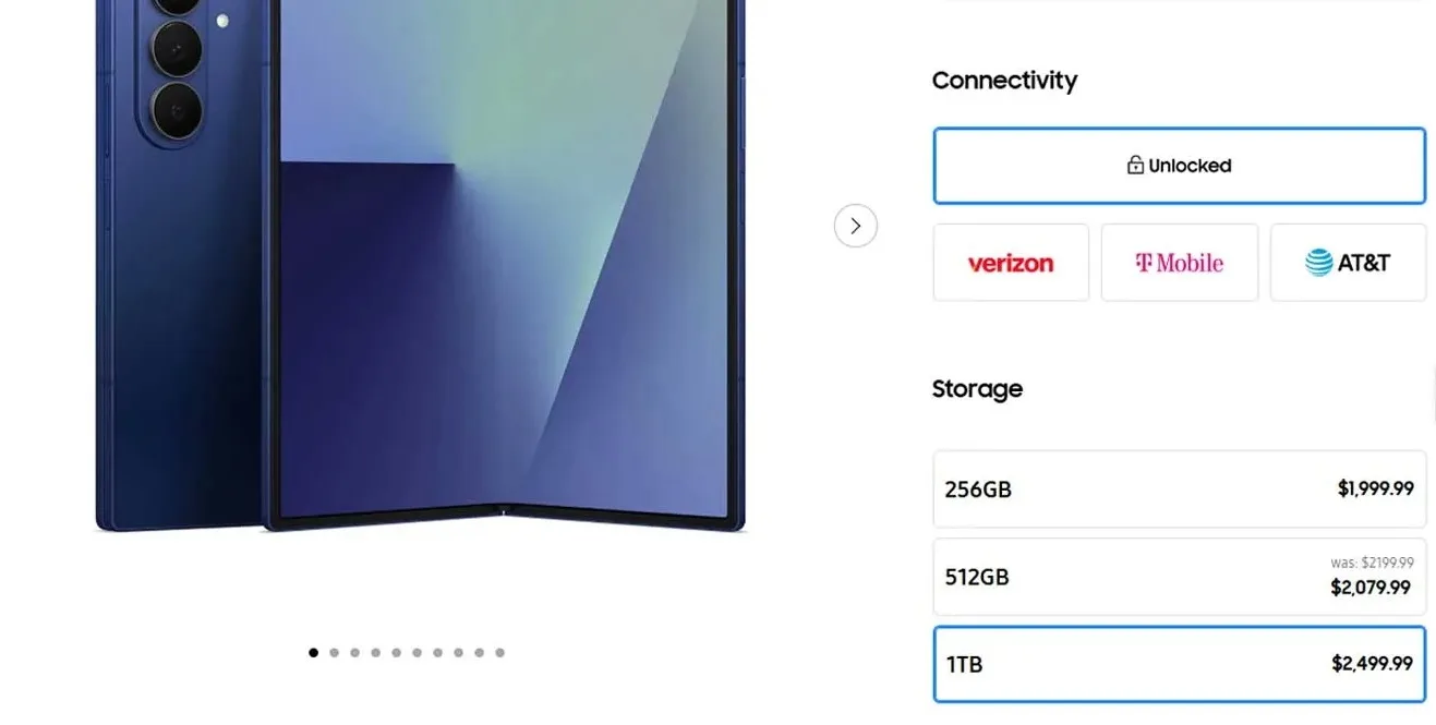 Samsung Quietly Raises Prices on Higher-End Galaxy Z Fold 7 Models in the US