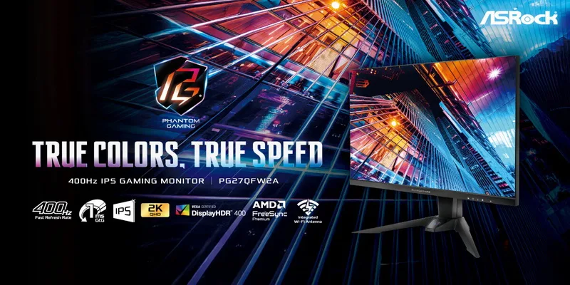 ASRock Launches Phantom Gaming Monitors Featuring QHD Displays with Up to 400Hz Refresh Rate