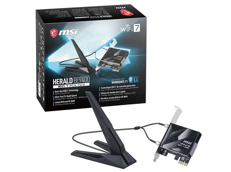 MSI Launches Herald BE9400 PCIe Adapter Featuring Wi-Fi 7 and Bluetooth 5.4 Support