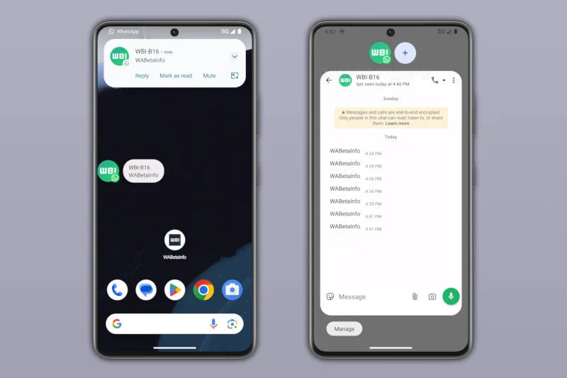 WhatsApp Beta for Android Integrates Support for Android Bubbles Notification Format