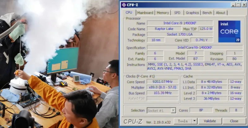 Intel Core i9-14900KF Overclocked to a Record-Breaking 9.2 GHz